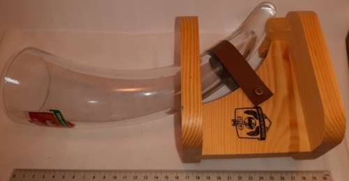 Castle Lager Save the Rino Glass Horn shaped in wooden stand