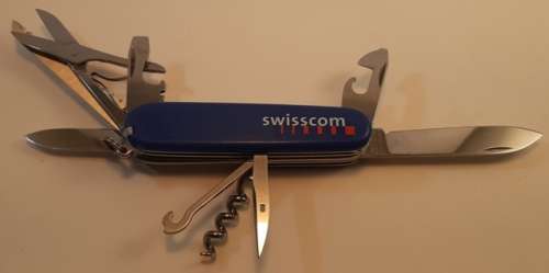 Victorinox - Huntsman with Blue Scales with  SWISSCOM Logo