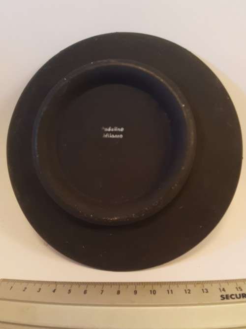 Small handmade  Decorative Plate size 16 cm Black with Red Milazzo