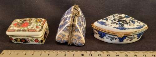 Three Vintage small porcelain Trinket Boxes