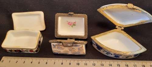 Three Vintage small porcelain Trinket Boxes