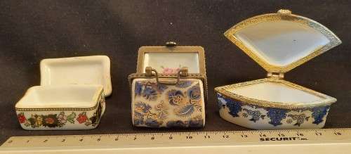 Three Vintage small porcelain Trinket Boxes