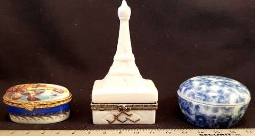 Three Vintage small porcelain  Trinket Boxes