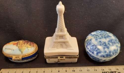 Three Vintage small porcelain  Trinket Boxes