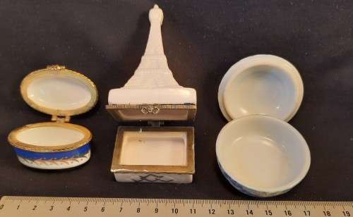 Three Vintage small porcelain  Trinket Boxes