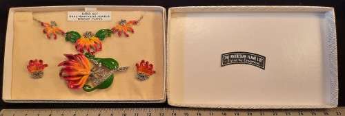 Hand Set Real Marcasite Jewels Rhodium Plated  The Rhodesian Flame lily in Box