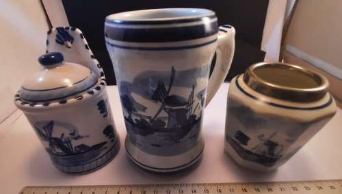 Delft Blue Pen or tea spoon Holder small beer mug  Salt box with lid