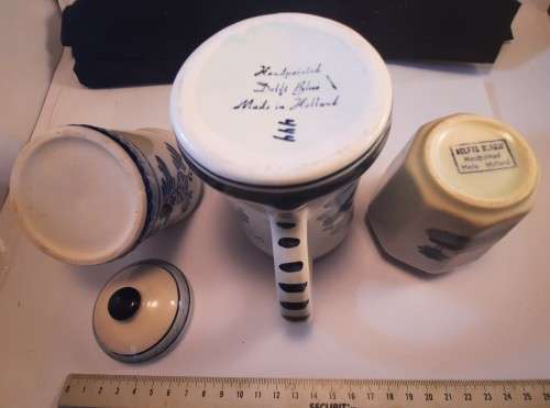 Delft Blue Pen or tea spoon Holder small beer mug  Salt box with lid