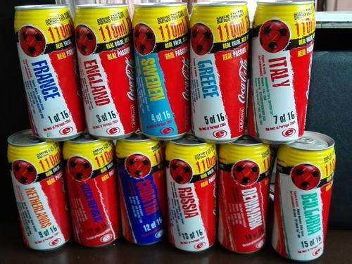 UEFA Euro 2004 collectible 450ml Coca Cola Cans