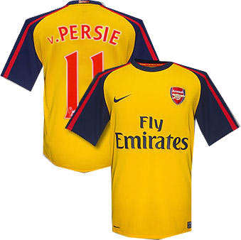 Arsenal - 08/09 Away Jersey (Yellow Kit) - V. Persie No. 11 ^Hero Shirt^ *Medium