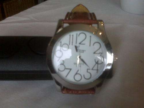 Stunning Unisex Watch, Silver with Brown Leather Strap
