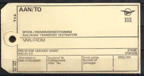 SOUTH AFRICAN RAILWAYS CARD AS ILLUSTRATED.
