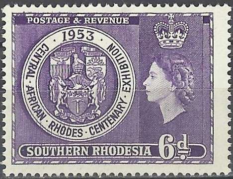 SOUTHERN RHODESIA - (MH) STAMP WITH VARIETY AS ILLUSTRATED.