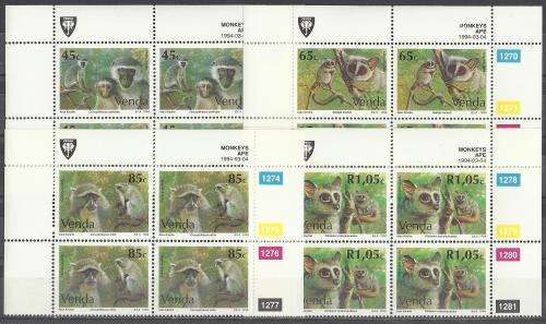 VENDA - MNH "MONKEYS" CONTROL BLOCK SET - 1994-03-04.