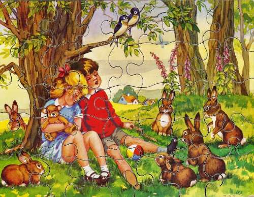 CHILDRENS JIGSAW PUZZLE - ON WOOD, 1960's - GOOD CONDITION!