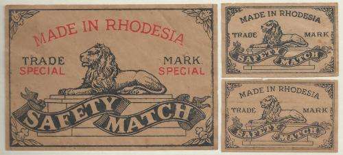 RHODESIANA - GROUP OF THREE SELDOM SEEN RHODESIAN MATCH BOX LABELS!