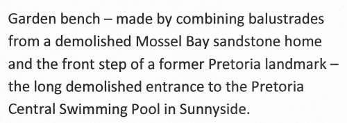 BUYER TO COLLECT IN PRETORIA - UNUSUAL GARDEN BENCH!