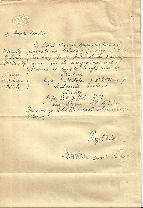 VERY RARE - SOUTH AFRICAN WAR - BRITISH MILITARY DOCMENT 1901