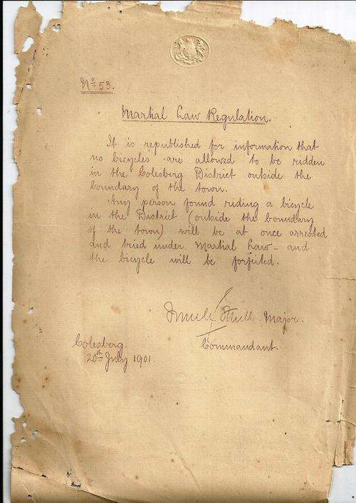 ANGLO BOER WAR - BRITISH MARTIAL LAW NOTICE 1901