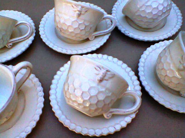 NOVELTY SET - "HONEY BEE THEME" - SIX CUPS AND SAUCERS