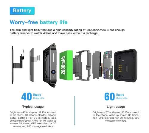 Ticwris Max S 4G Smart Watch Phone Android 7.1 MTK6739 Quad Core 3GB / 32GB