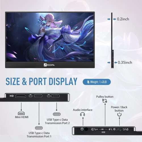 BuySave Arzopa 15.6inch 1080P Portable Monitor DEMO with Protective Cover