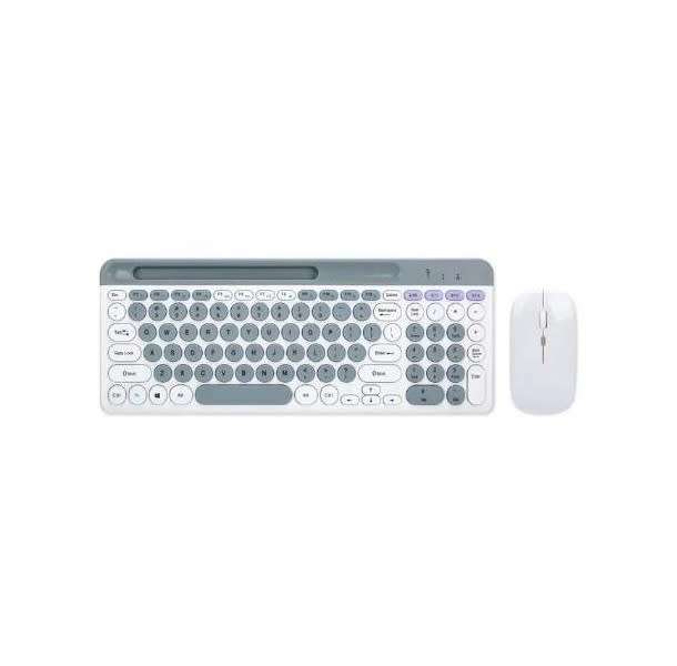 DW 2.4G + Bluetooth Dual Mode Wireless Rechargeable Keyboard and Mouse Combo Round Keycap - ZYG-806