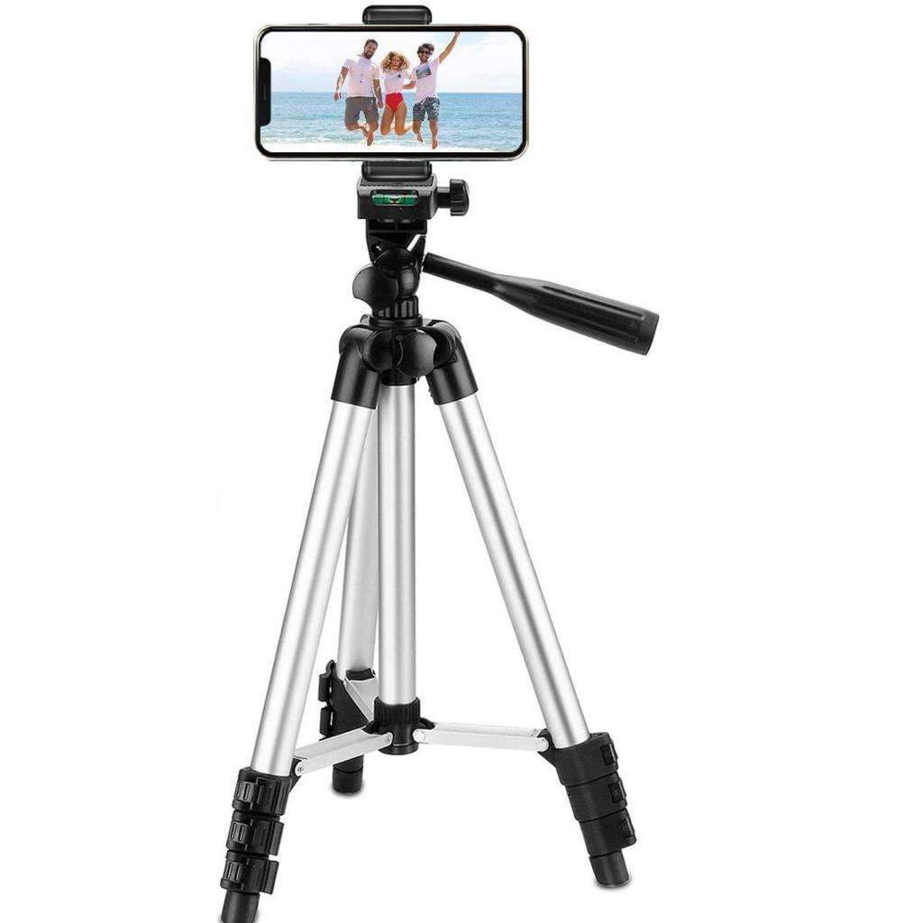 DW Light Weight Portable Aluminum Tripod For Cellphone - Silver - 3110