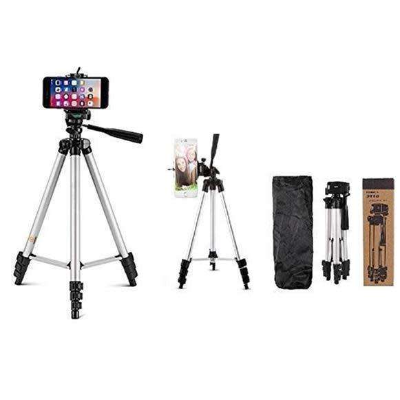 DW Light Weight Portable Aluminum Tripod For Cellphone - Silver - 3110