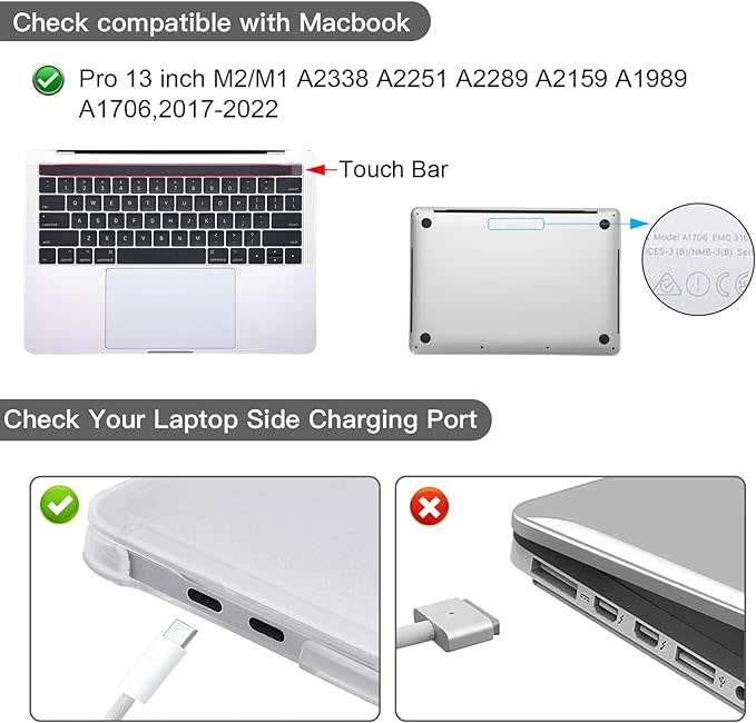 DW HardShell Case For MacBook Pro 13` Clear - A1706/A1708/A1989/A2159/A2251/A2289/A2338