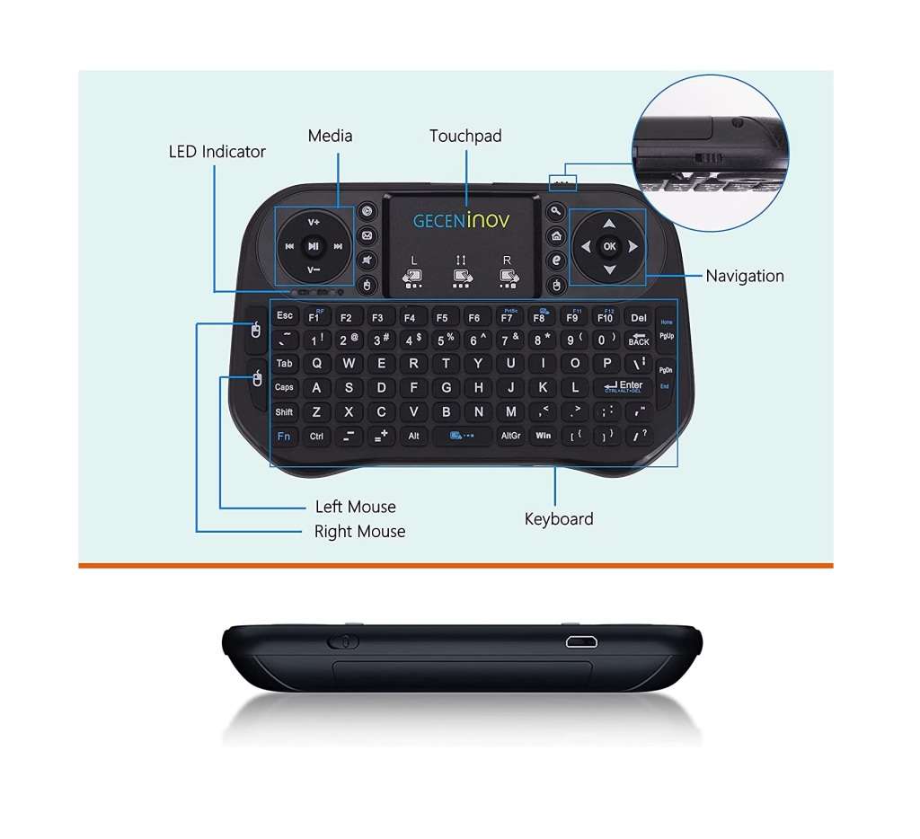 DW I8 Mini 2.4GHz Wireless Dual Mode Bluetooth Rgb Keyboard - 3 Color Backlit