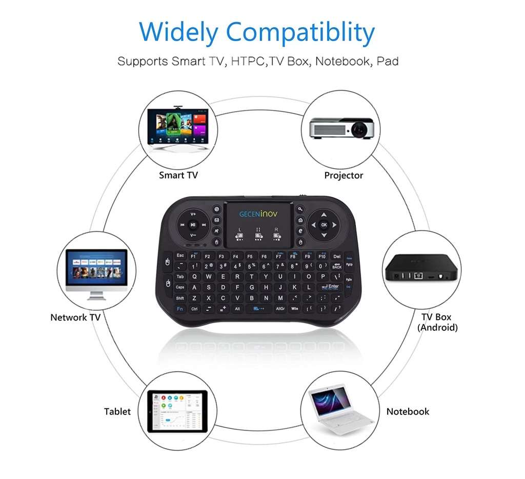 DW I8 Mini 2.4GHz Wireless Dual Mode Bluetooth Rgb Keyboard - 3 Color Backlit