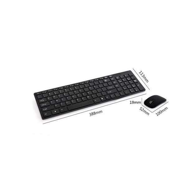 DW K-06 2.4G Wireless Ultra-thin Keyboard and Mouse - Black