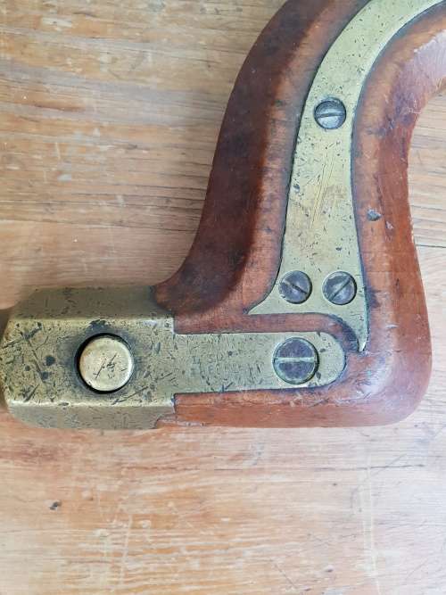 Antique wood and brass brace drill