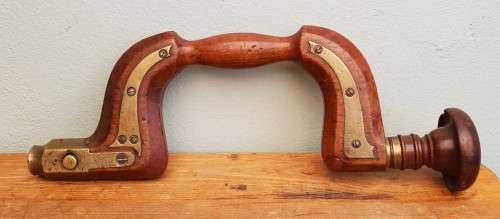 Antique wood and brass brace drill