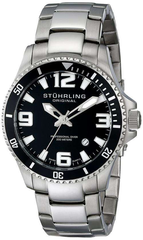 Stuhrling  "Aquadiver Regatta Champion" Swiss Quartz  Dive Watch - With Box + papers