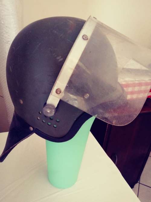 Old S.A.D,F POLICE Riot helmet with screen