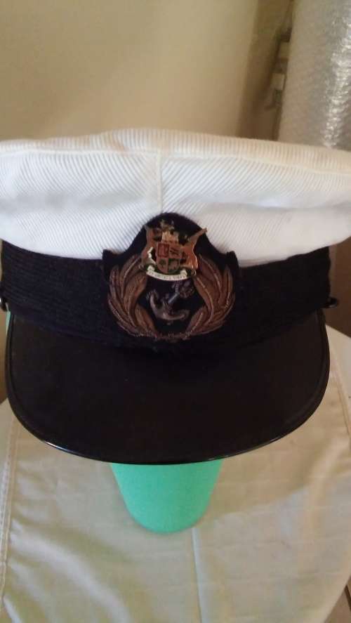 OLD RAILWAY AND HARBOR CAP WITH BULLION WIRE BADGE