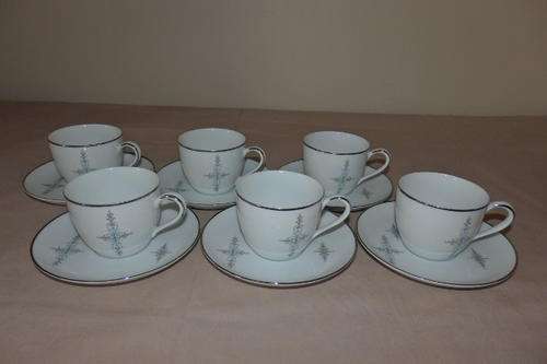 A MAGNIFICENT SET OF SIX VINTAGE NORITAKE FINE BONE CHINA DEMITASSE COFFEE CUPS AND SAUCERS