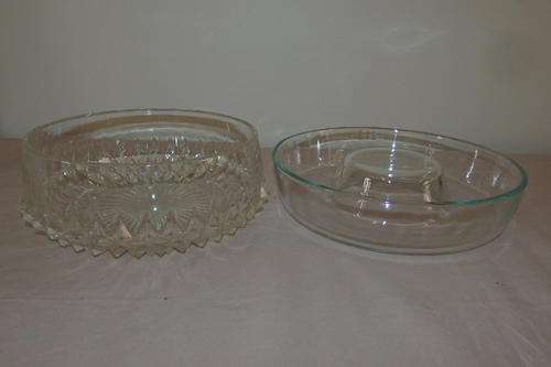 TWO AWESOME GLASS BOWLS INCLUDING AN ORIGINAL FRENCH MADE "PYREX" MOUSSE MOLD bid/bowl