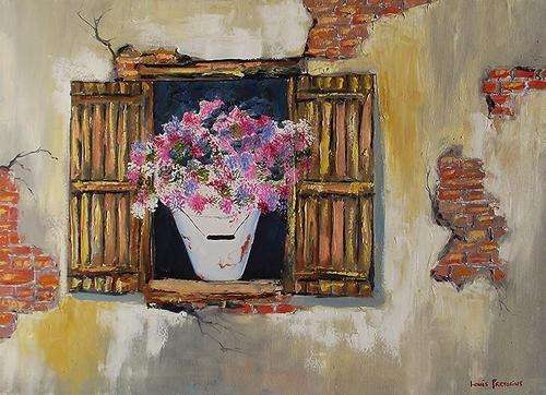 WINDOW FLOWERS (Stretched canvas)