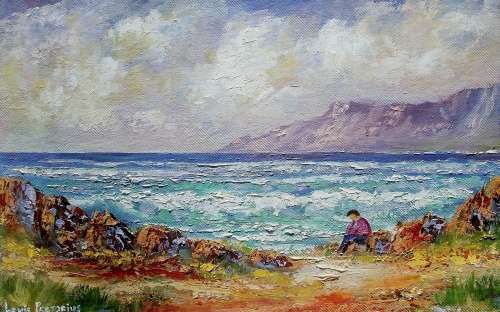 "Me time" on the Beach : oil on canvas board: 500mm x 310mm