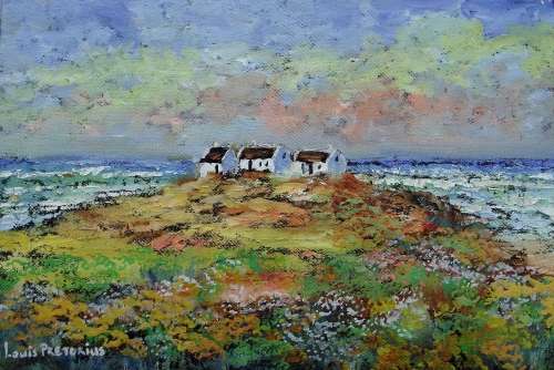 HILL COTTAGES (oil on stretched canvas:370mm x 250mm x 20mm)