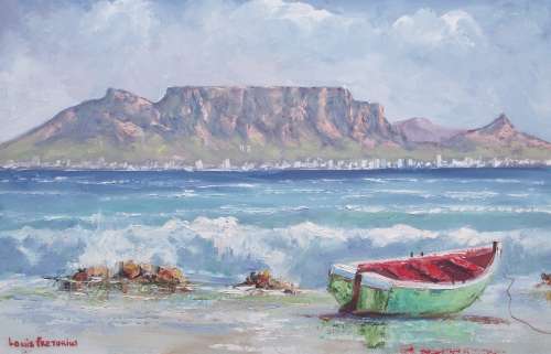 Table Mountain with Boat (560mm x 350mm) MASSIVE SAVING ON THIS PAINTING !!