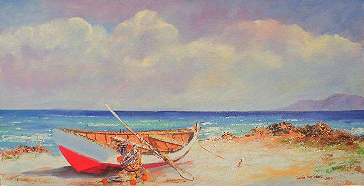 Louis Pretorius  >>'Beach Boat'(800mm x 410mm)