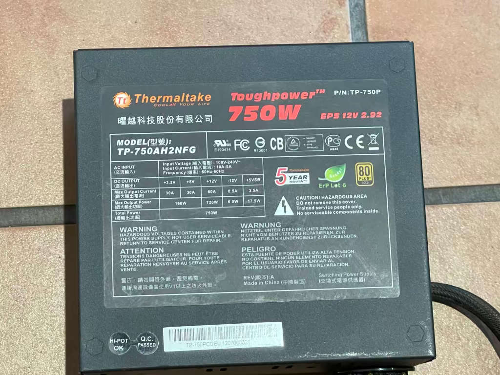Thermaltake Toughpower 750w Gold Power Supply