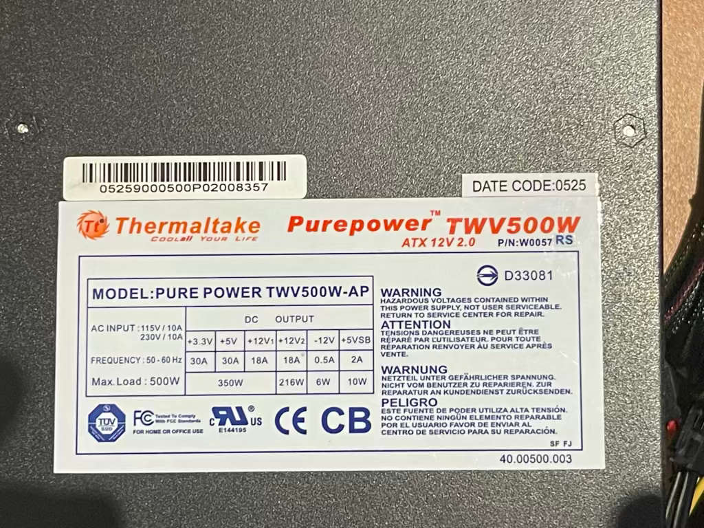 Thermaltake Purepower 500w (Never Used) Power Supply