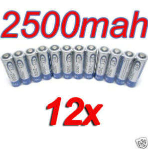 "SPECIAL" 12 X AA 2500 mAh Rechargeable Ni-MH Batteries