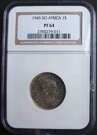 1945 South African 1 Shilling PROOF NGC GRADED
