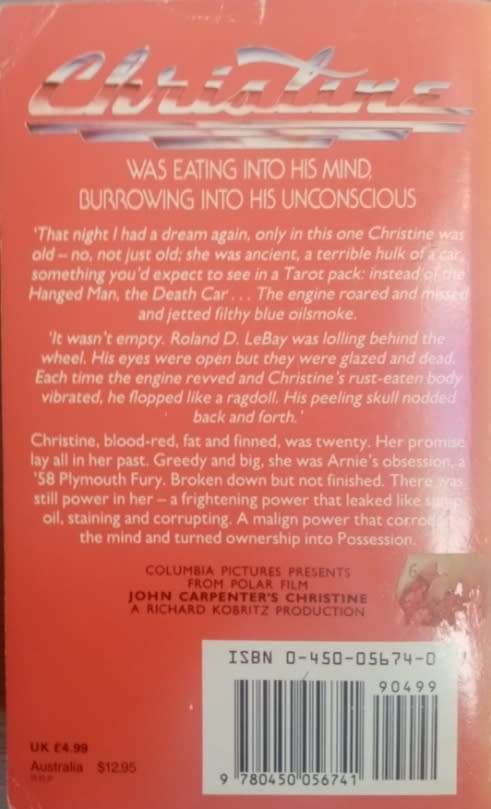 STEPHEN KING - CHRISTINE - PAPERBACK